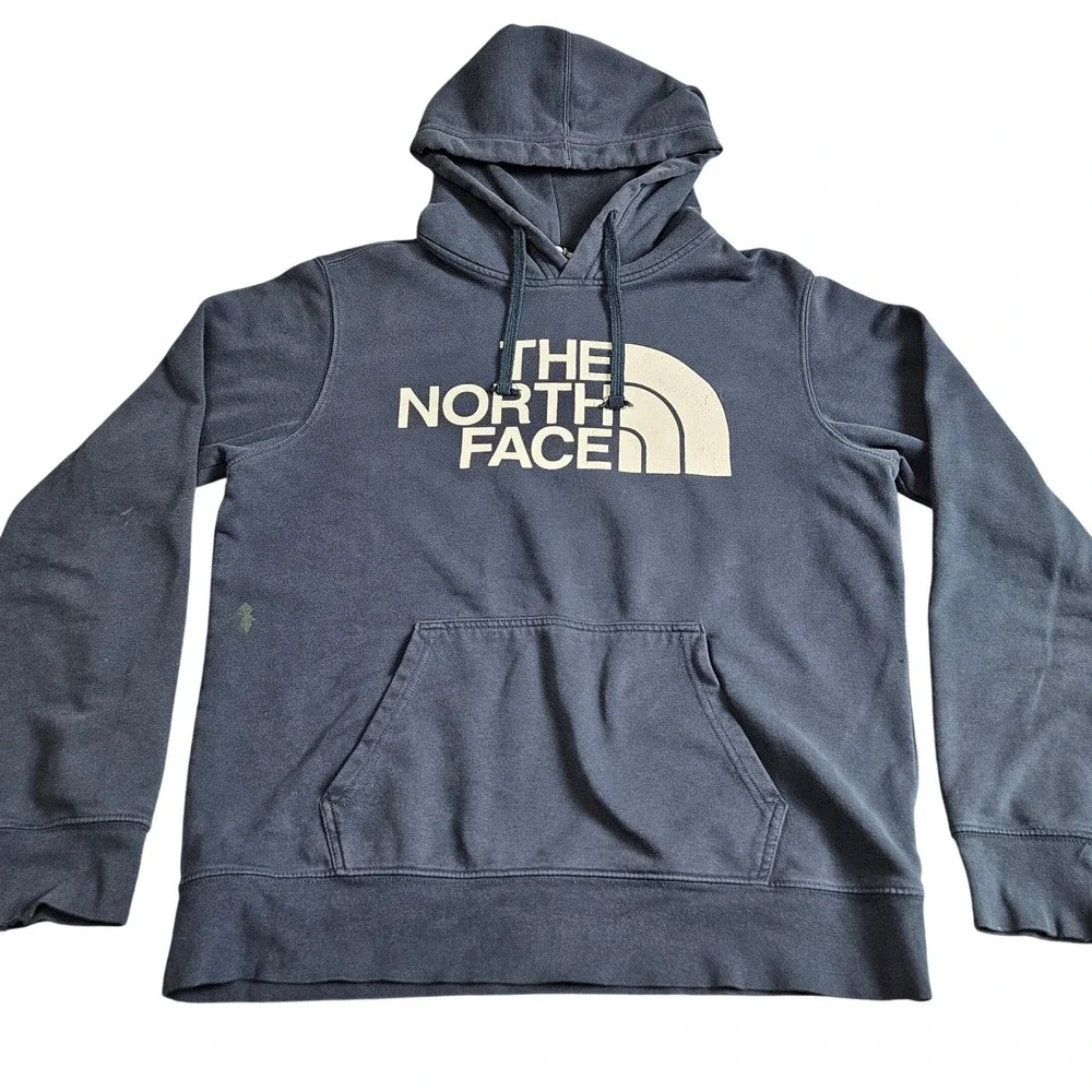 North Face Hoodie Mens Medium  Pullover Navy Blue Logo Outdoor Gorpcore‎ Street